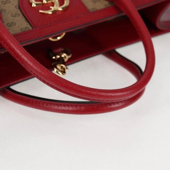 GUCCI Micro GG Supreme Doraemon Hand Bag PVC 2way Brown Gold 653952 Auth 131782A - Picture 9 of 16